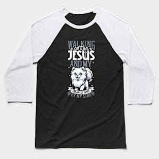 Jesus and dog - Japanese Spitz Baseball T-Shirt